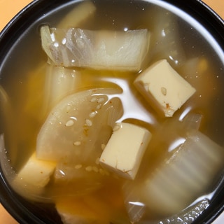 豆腐と大根の豆板醤スープ